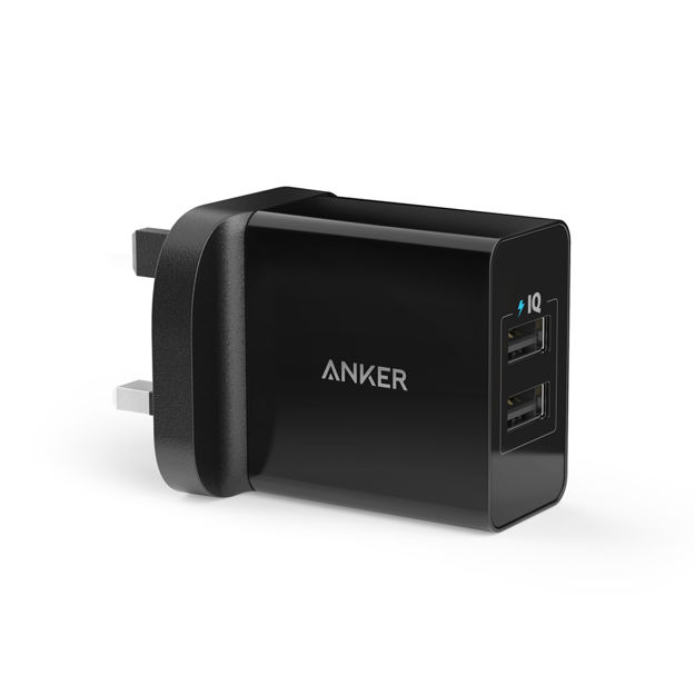 صورة Anker Powerport 24W 2 USB Port Wall Charger Black