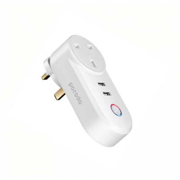 صورة Porodo Lifestyle Smart Wifi Plug with Dual USB Charge - White