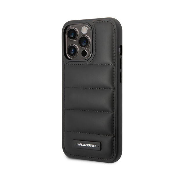 صورة Karl iPhone 14 Pro Nylon Puffy Elongated Logo Hard Case, Black