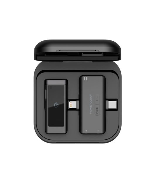 صورة Powerology MFI Dual Connector Lavalier Microphone, Black
