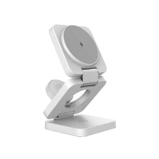 صورة Porodo 3 in 1 Multi-Device Wireless Charger, White