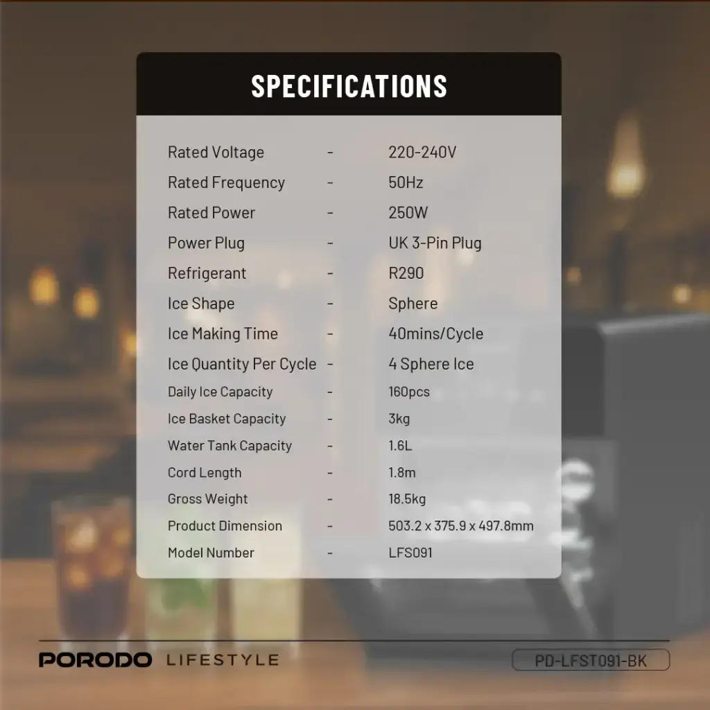 Porodo Lifestyle Sphere Ice Machine - Black (1).webp