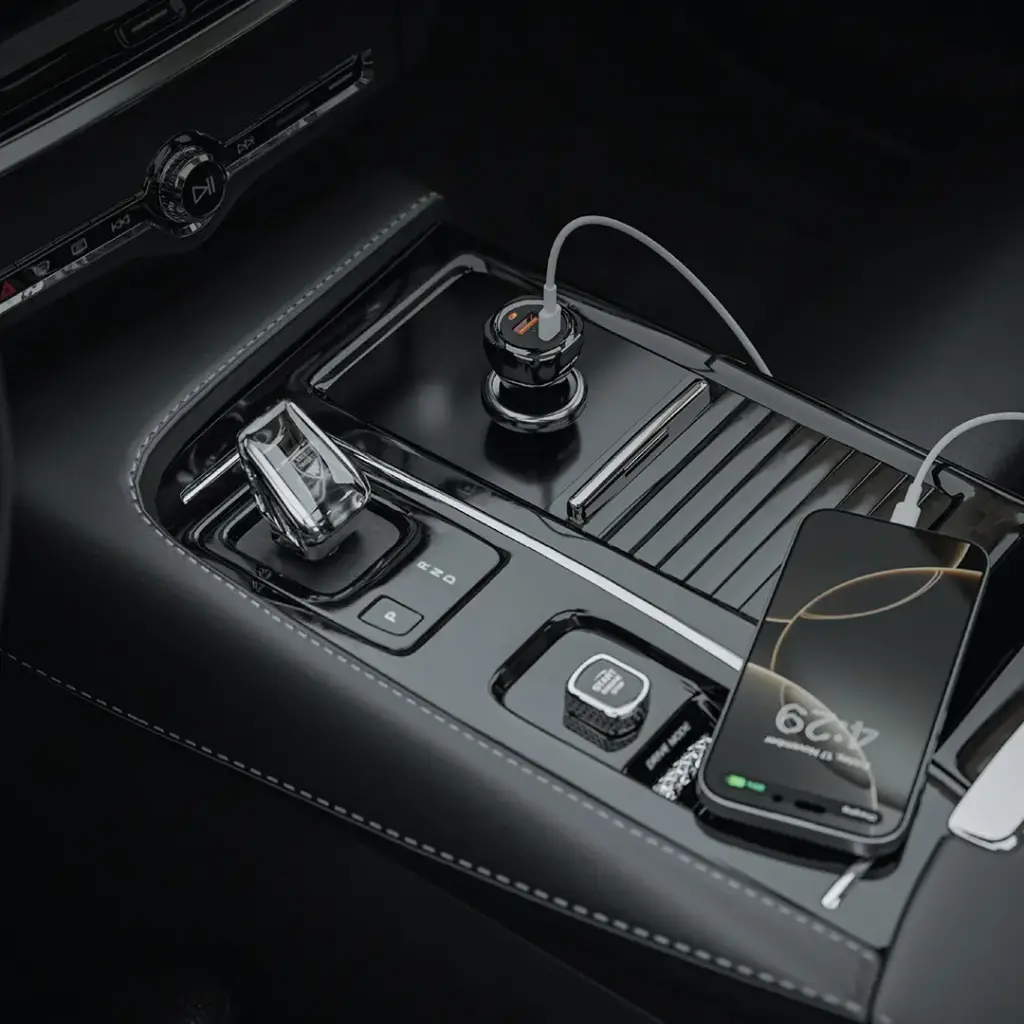 Green Lion Dual Port Car Charger 50W (with C to C  C to L Cable) - Black (4).webp