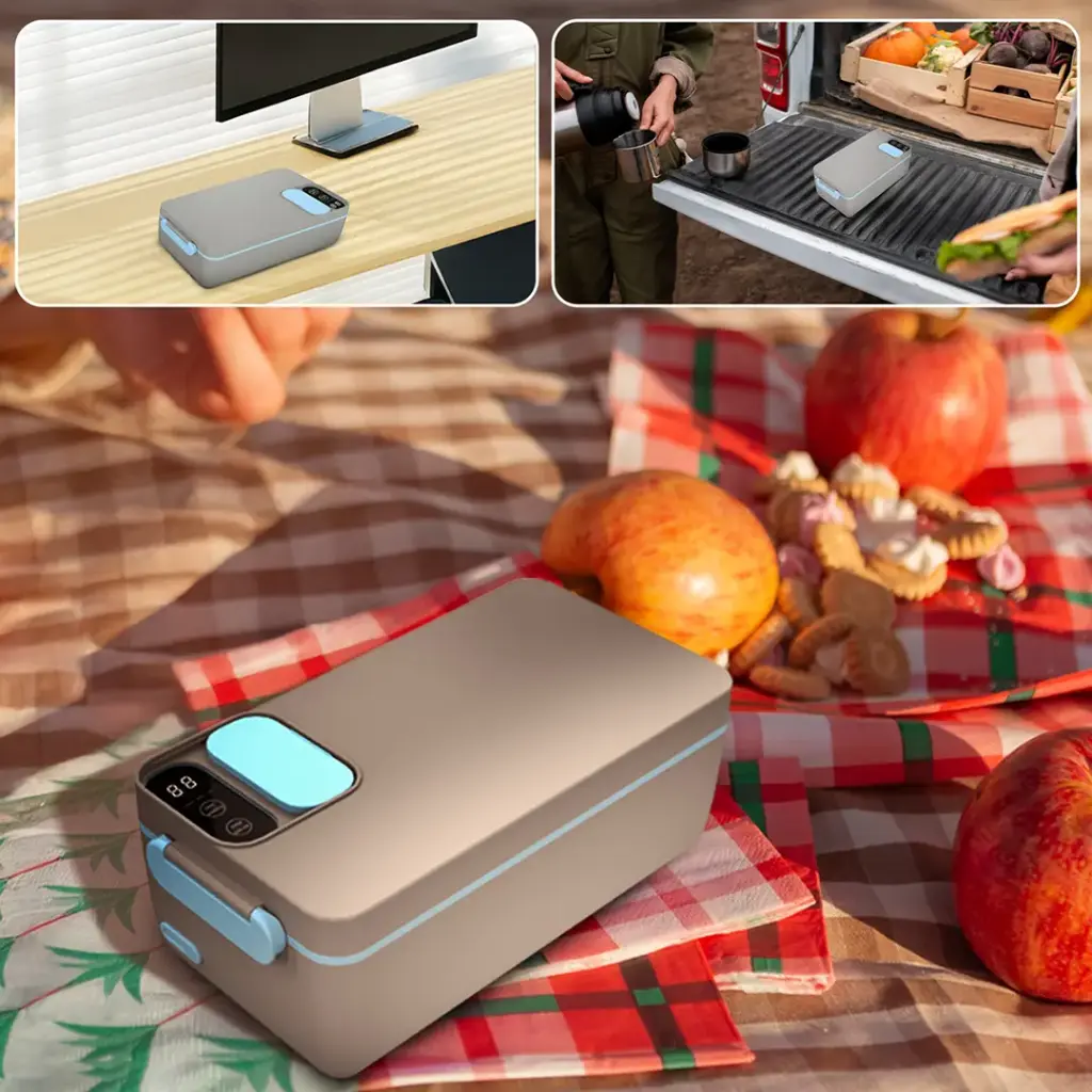 Powerology Lumo Portable Heated Lunch Box - Gray Blue3.webp