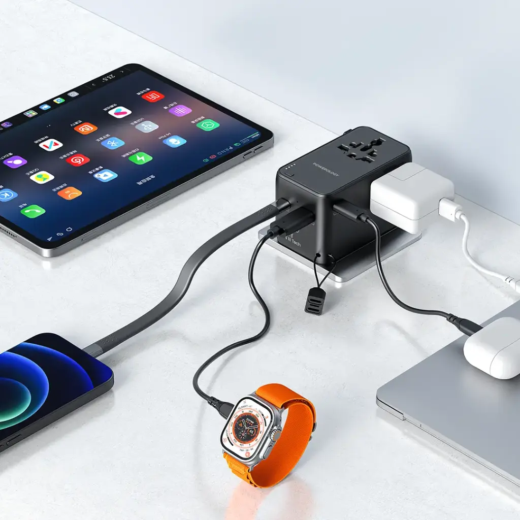 Powerology 2500W Universal Travel Adapter with 4000mAh Power Bank - Black (4).webp