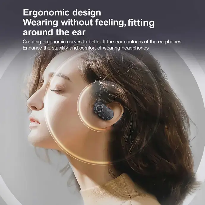 Powerology ENC TWS Air Conduction Earbuds and Charging Case with Display 40mAh8 - Black.webp