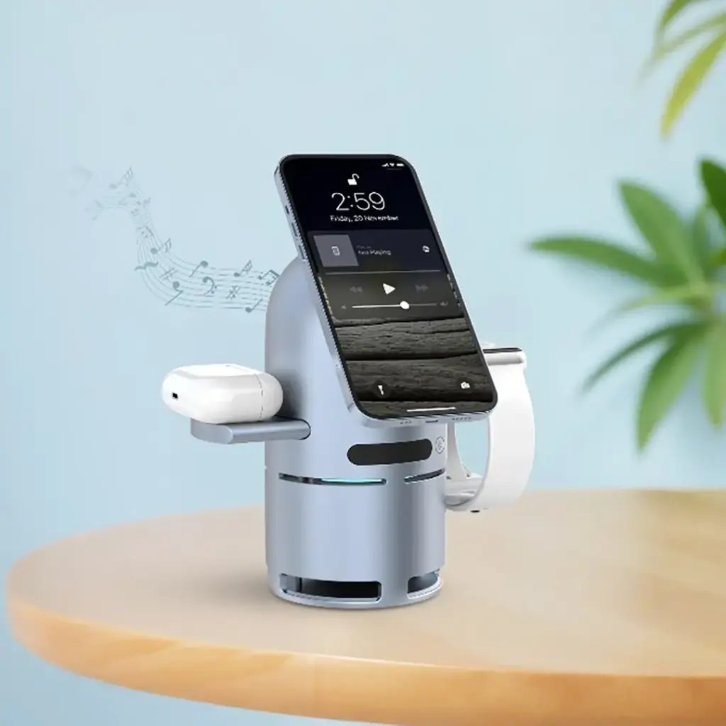 Powerology Qi2 Speaker Charge Station - Gray (6).webp