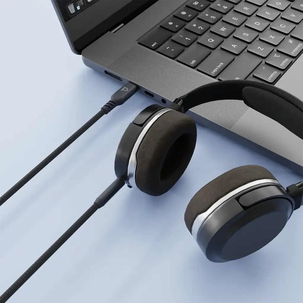 Powerology Power Sync Weave USB-C To 3.5mm Audio 1.2m Cable - Gray (3).webp