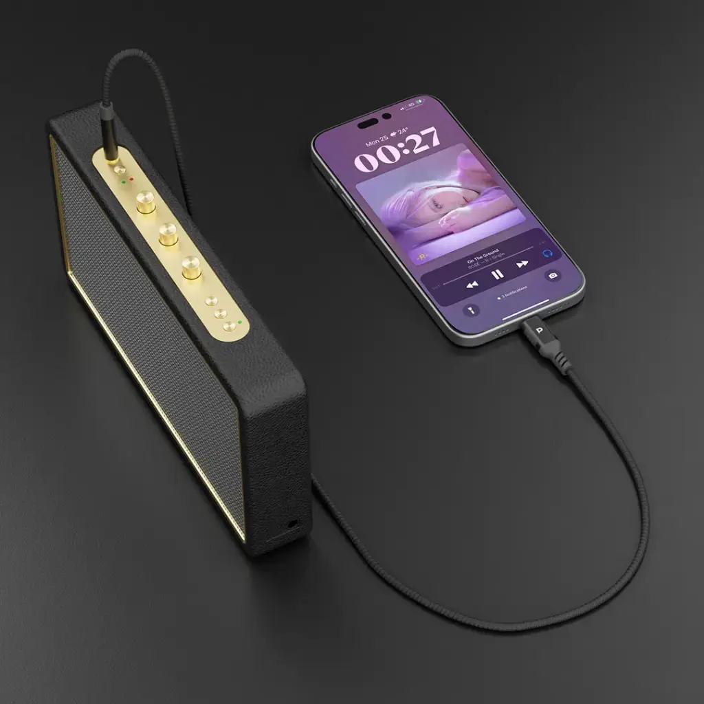 Powerology Power Sync Weave USB-C To 3.5mm Audio 1.2m Cable - Gray (4).webp