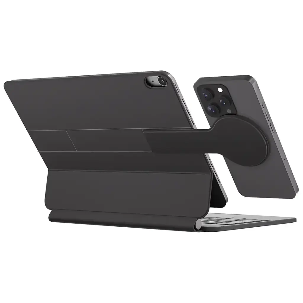 Powerology DynaBoard Wireless Keyboard Case With MagSafe Phone Holder for iPad 11_(M4) - Black.webp