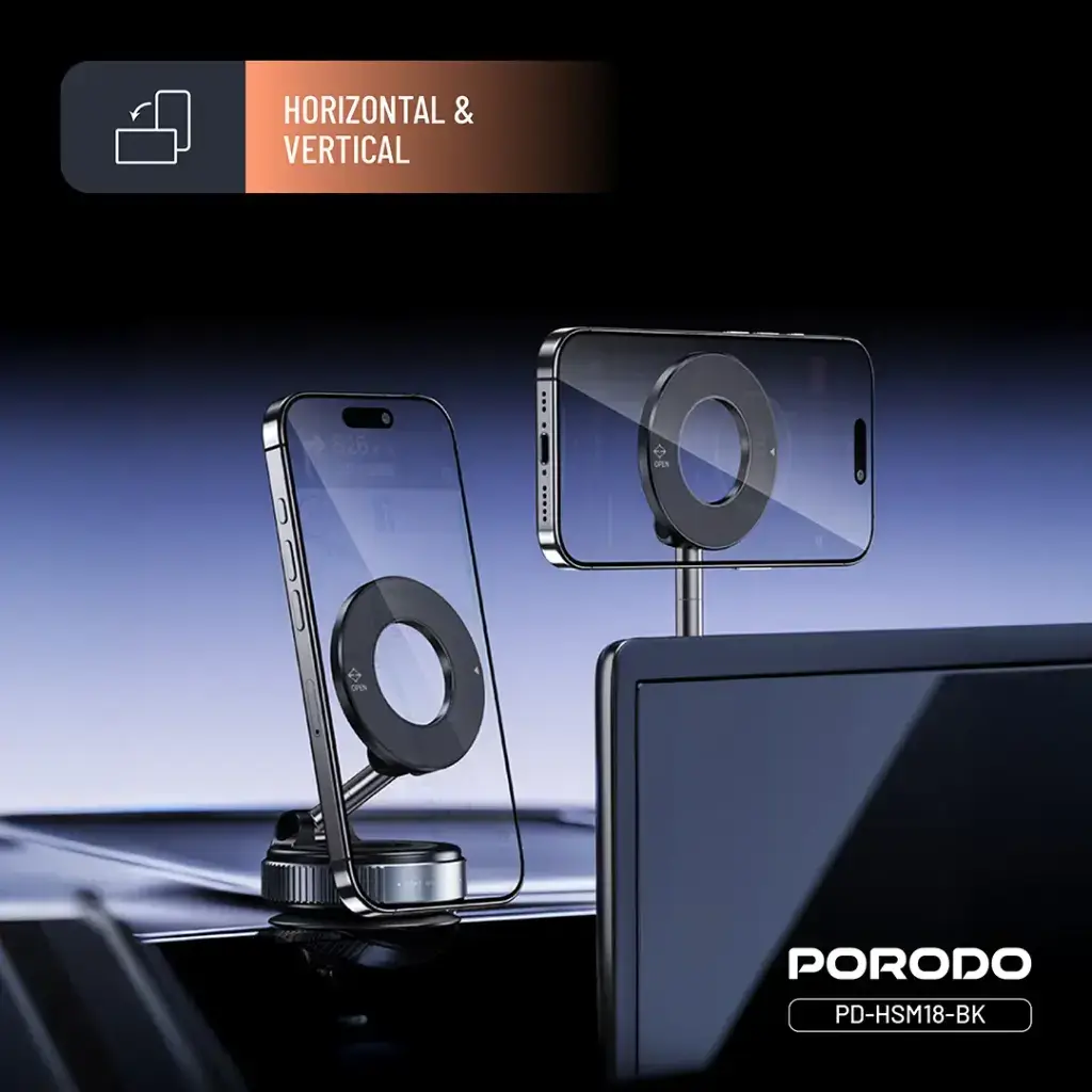 Porodo Vacuseal Rotate-Lock MagSafe Mount - Black (1).webp