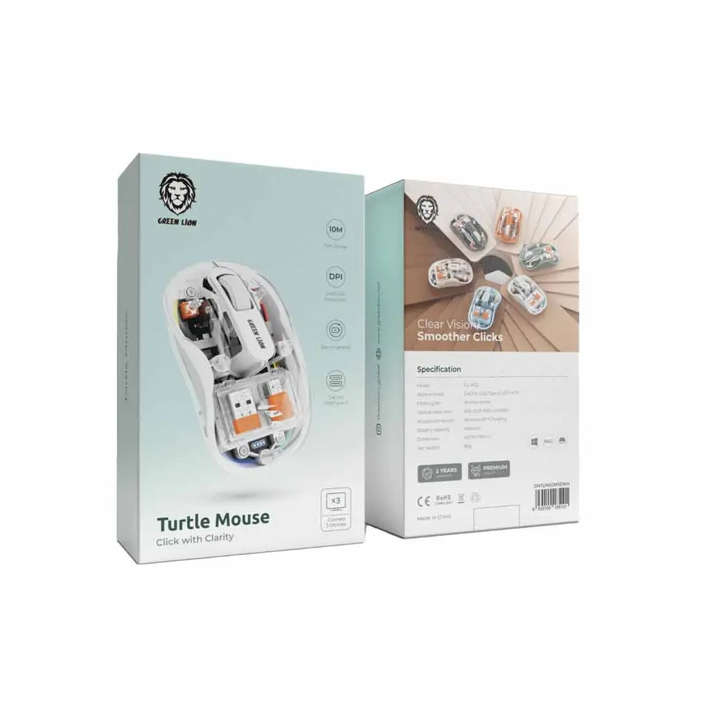 Green Lion Gaming & Computer Accessories Wireless Turtle Mouse 2400DPI White [GNTUMS2MSEWH].webp