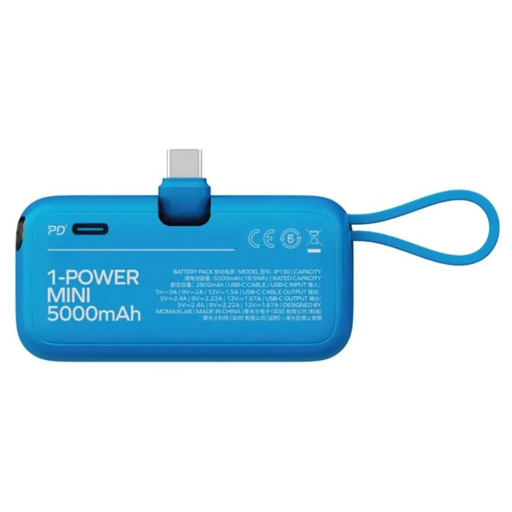 Momax 1-Power Mini 5000mAh Bulit-in foldable USB-C Battery pack (Blue) (1).webp