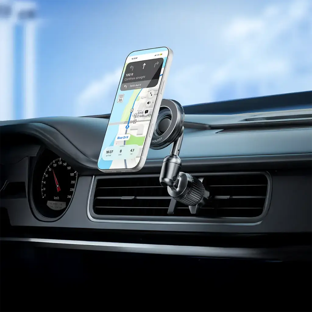 Powerology Logan 360° Rotation Head MagSafe Car Phone Holder - Black2.webp