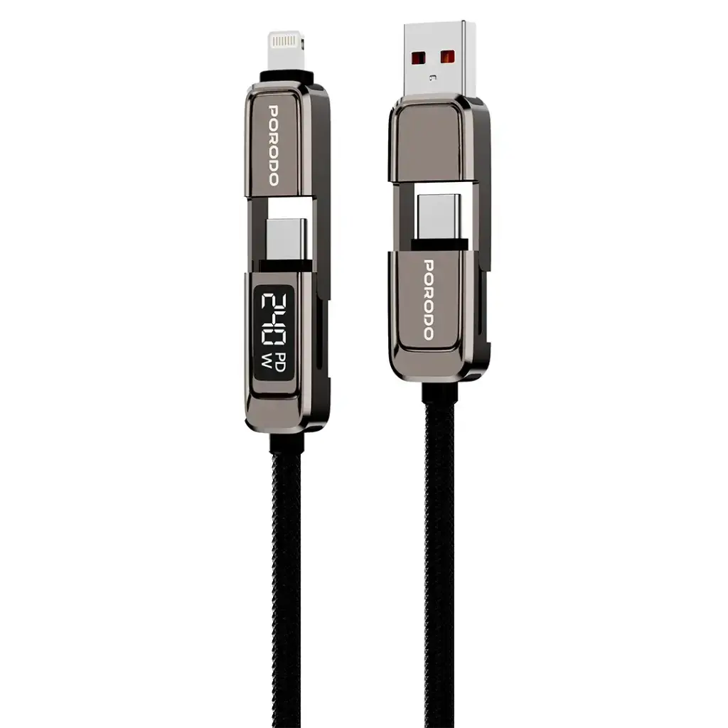 Porodo 4-in-1 High-Speed Charging Cable - Grey2.webp