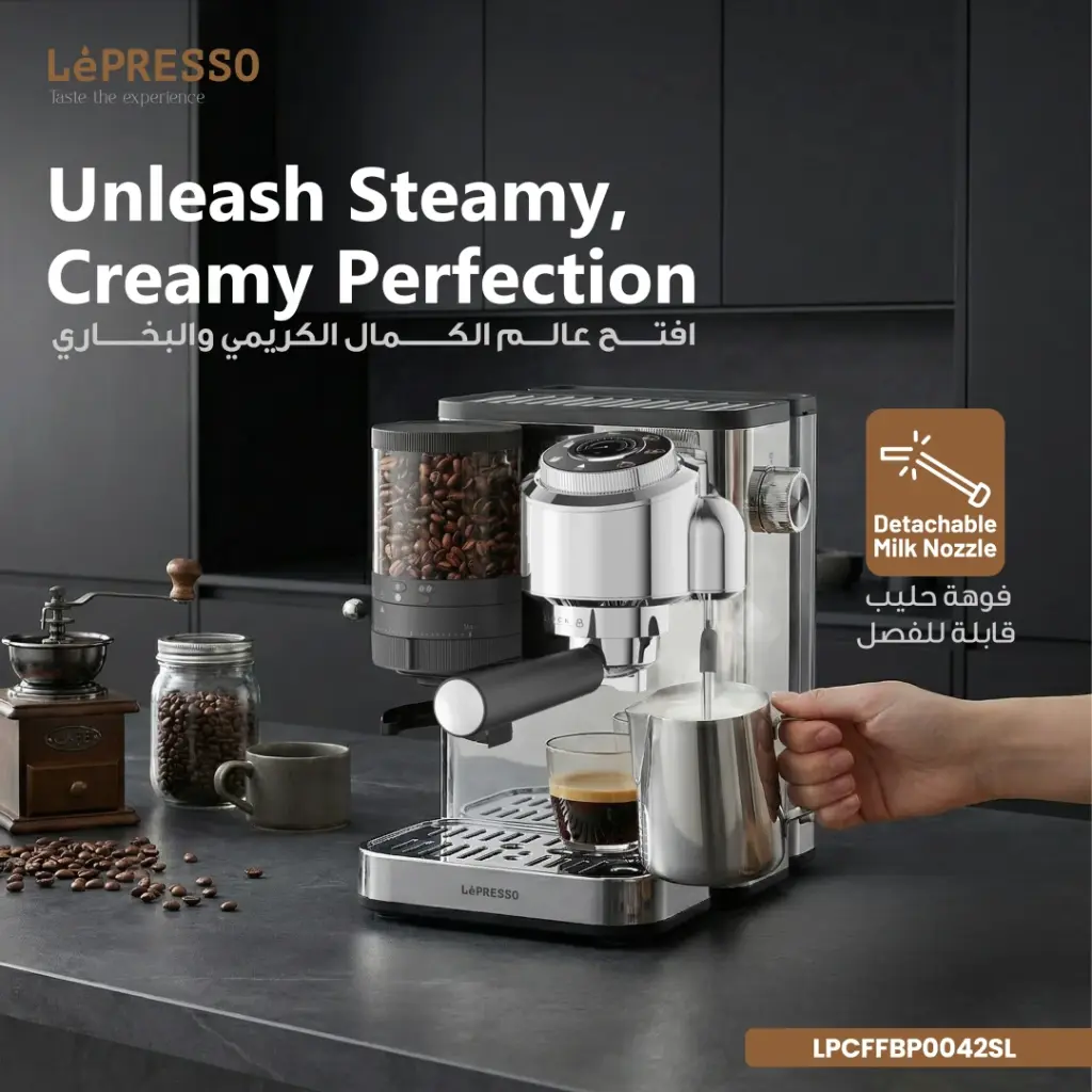 Lepresso IlBurrone 20 Bar Italian Pump Coffee Machine with Bean Grinder and Steam (1).webp