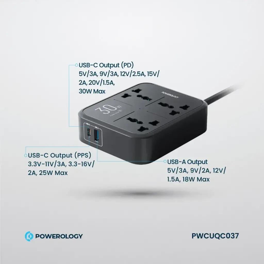 Powerology Power Strip 3250W 3AC - Black (1).webp