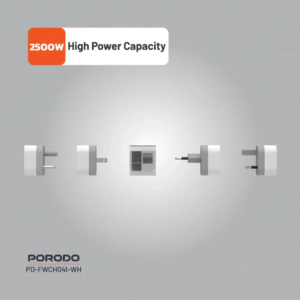 Porodo 150+ Countries Universal AC Adapters - White (2).webp