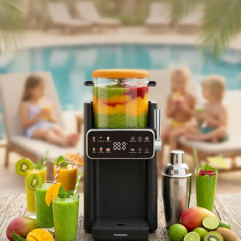 Porodo Lifestyle Frappé Ice Cream & Slushie Maker - Black & Orange.webp