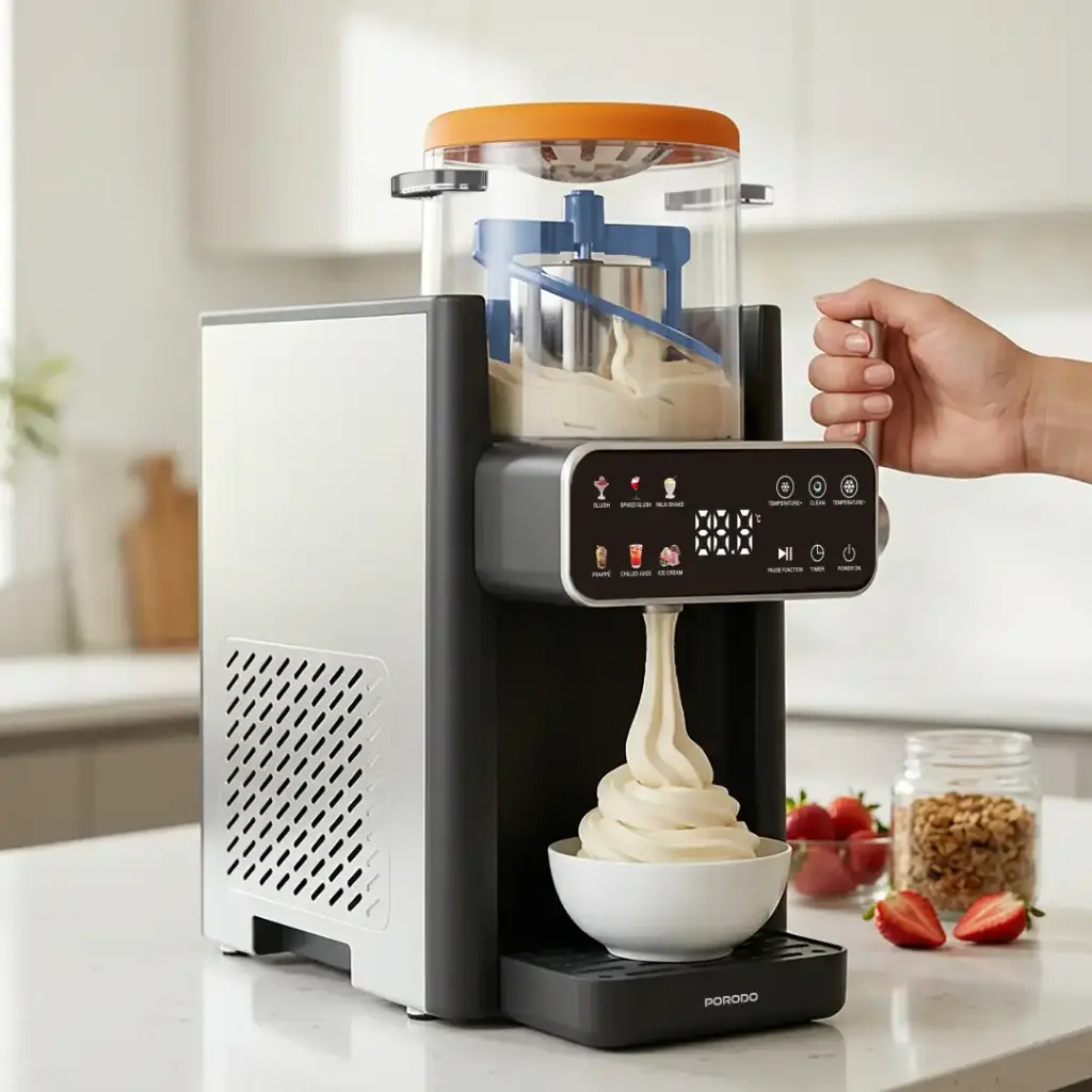 Porodo Lifestyle Frappé Ice Cream & Slushie Maker - Black & Orange (1).webp