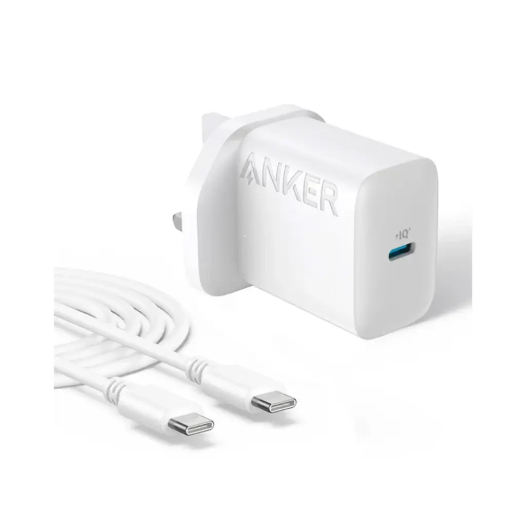 Anker 20W 312 Wall Charger with USB-C Cable, White