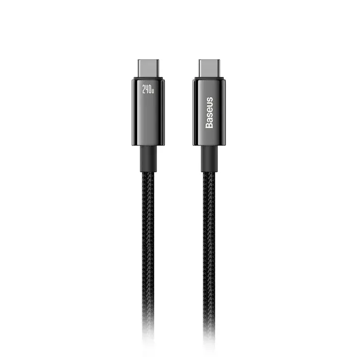 Baseus Tungsten Gold 2M 240W USB-C to USB-C Cable, Black