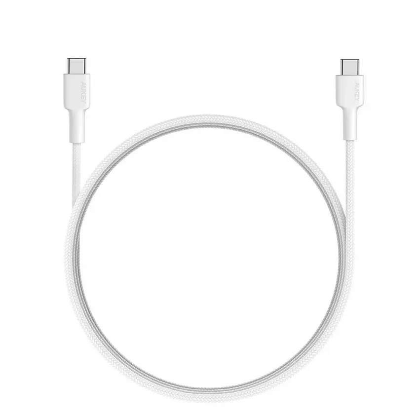 Aukey 0.9m Nylon Braided USB-C to USB-C Cable, White