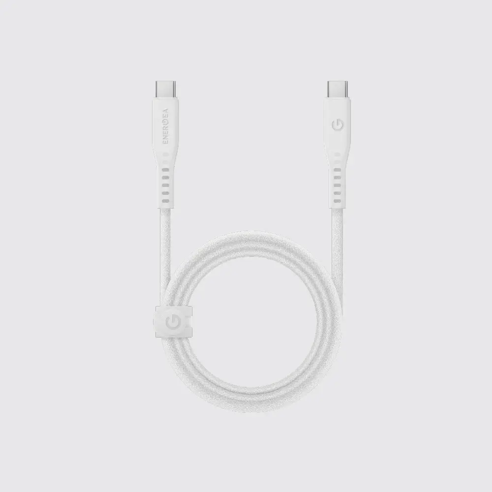 Energea Flow 240W 1.5M USB-C to USB-C PD Cable, White