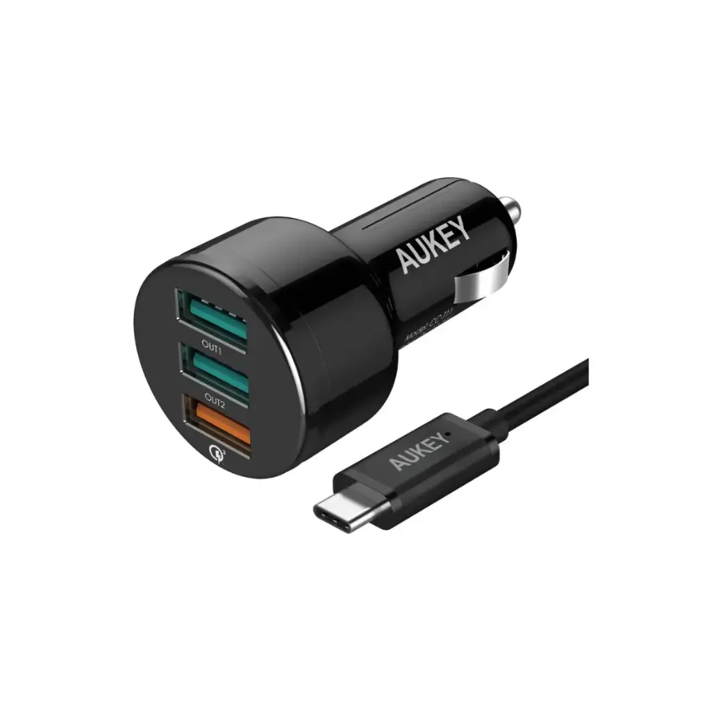 Aukey 42W 7.8A Qualcomm Quick Charge 3.0 3 USB Ports Car Charger Black