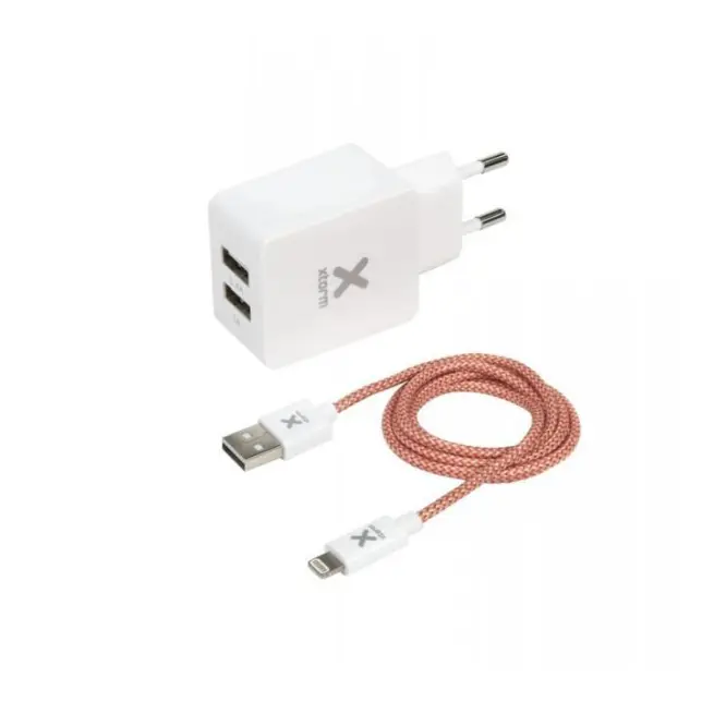 كابل لايتنينج + محول ايه سي من اكستورم - لون أبيض/أحمر