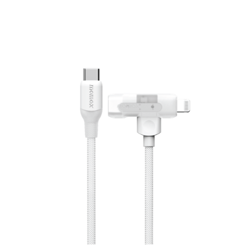 Momax 1.5m 1-Link Flow Dou 2 in 1 Braided Cable, White