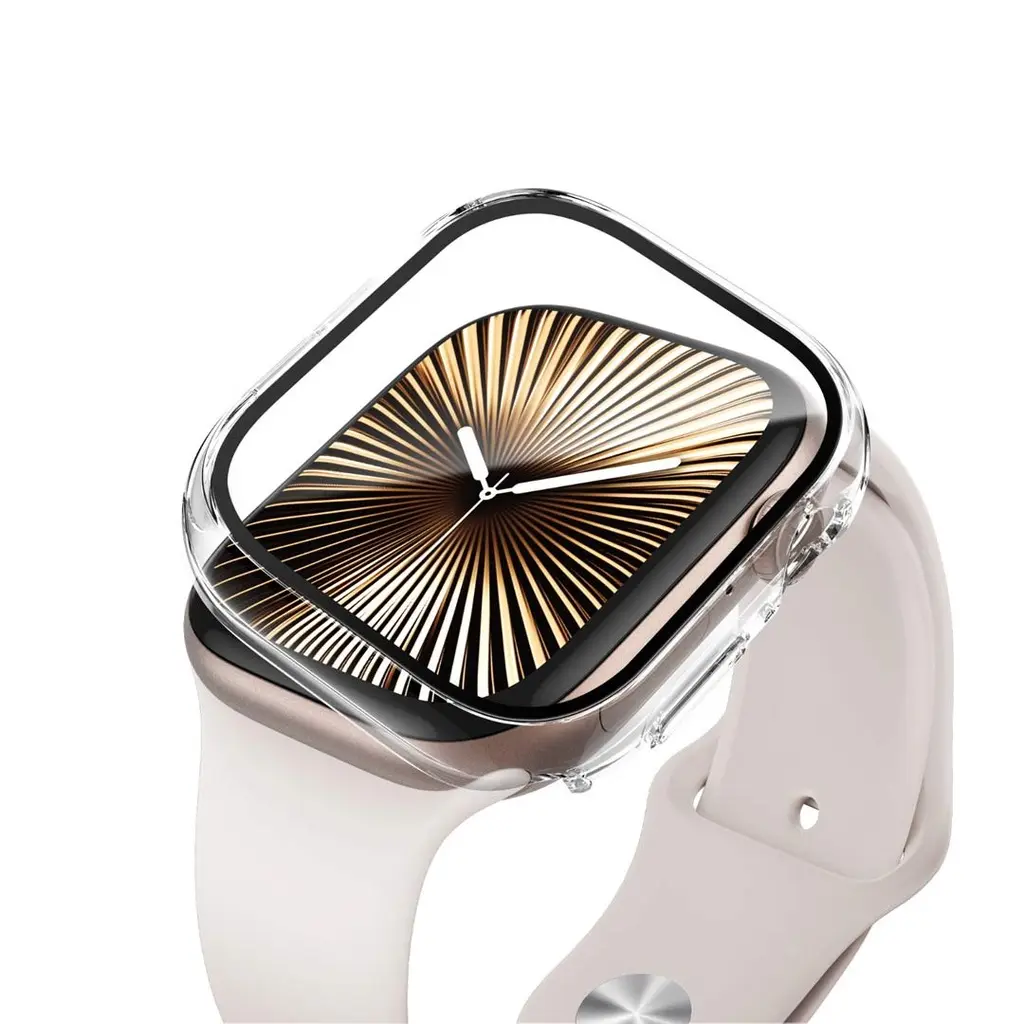 Green Apple Watch 46mm Guard Plus PC Case, Clear