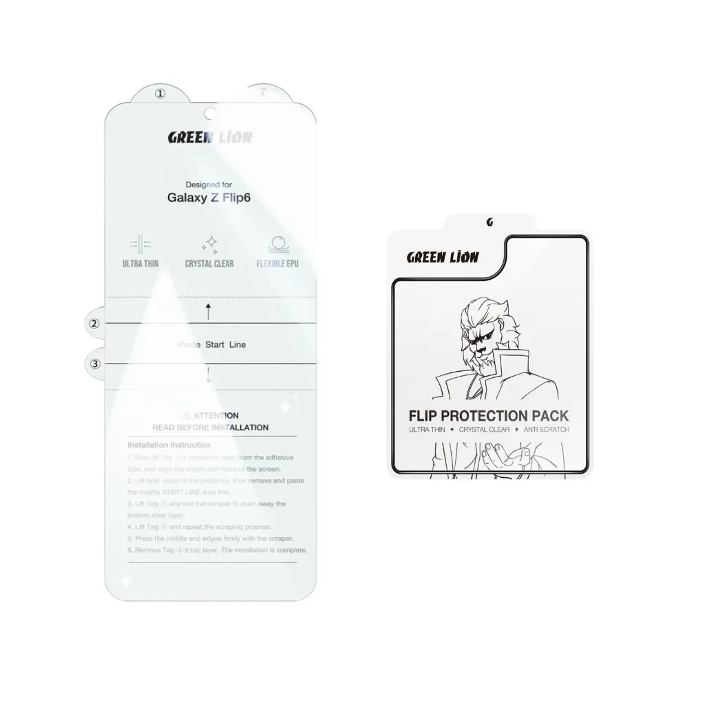 Green Lion Samsung Galaxy Z Flip6 Protection Pack, Clear