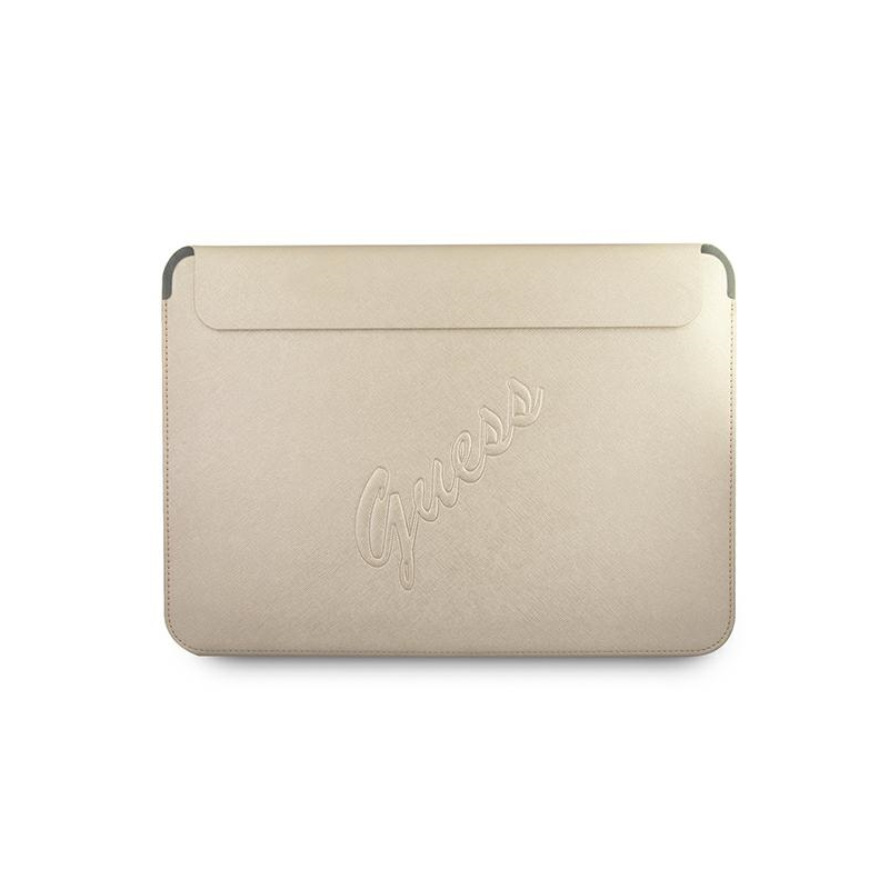 Guess Macbook 13 Saffiano Script Sleeve Gold