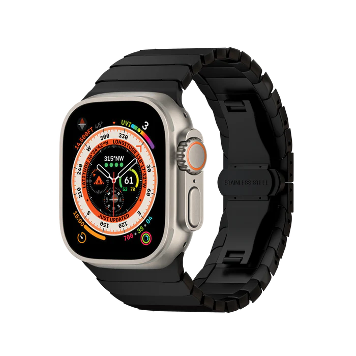 Smartix Premium Stainless Steel Strap For Apple watch 49/45/44/42, Black