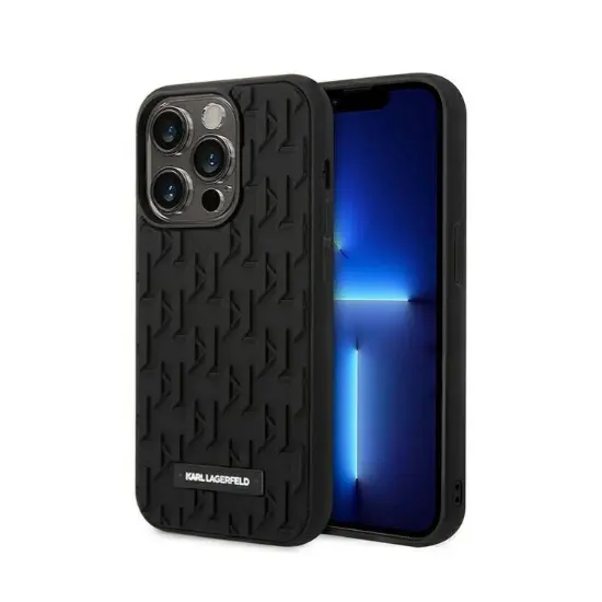 Karl iPhone 14 Pro 3D Monogram Hard Case, Black