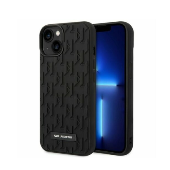 Karl iPhone 14 Max 3D Monogram Hard Case, Black