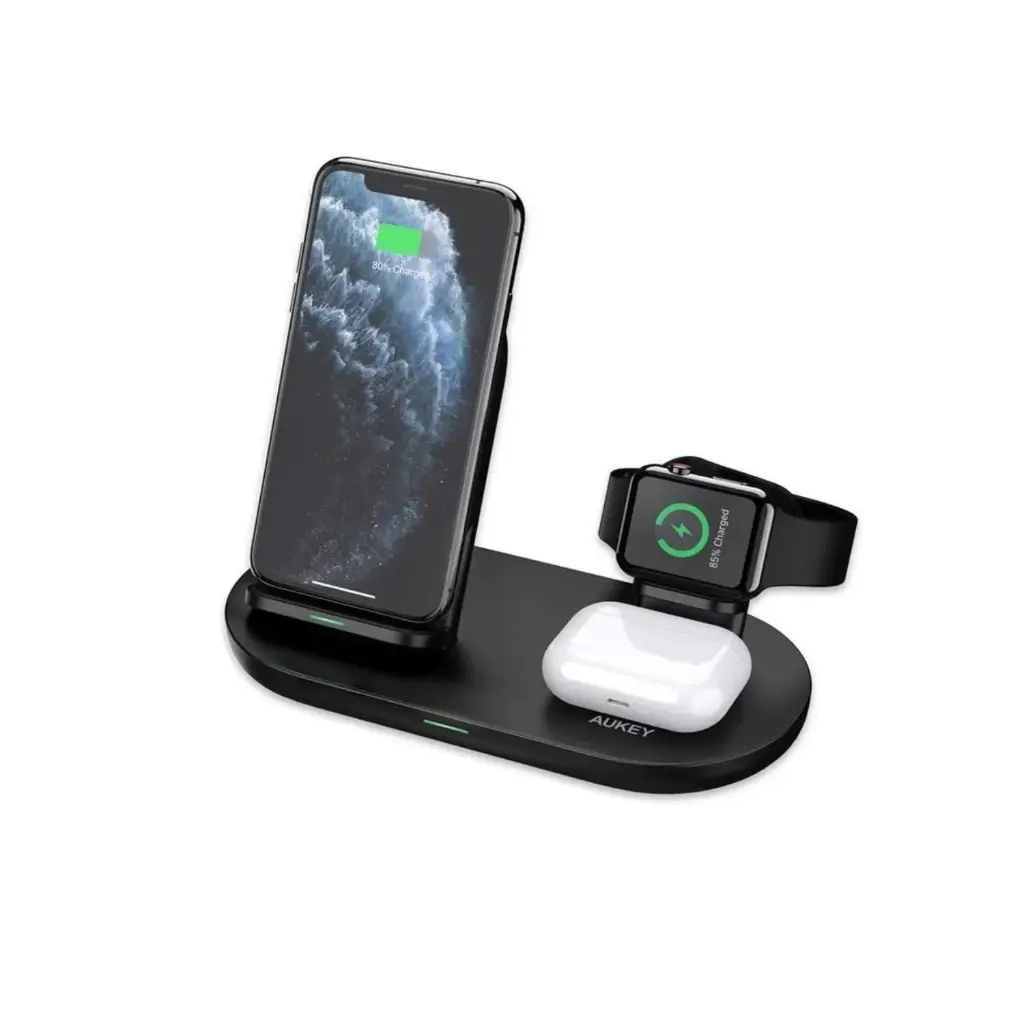 Aukey Aircore Series 3-in- 1 Wireless Charging Station - Black
