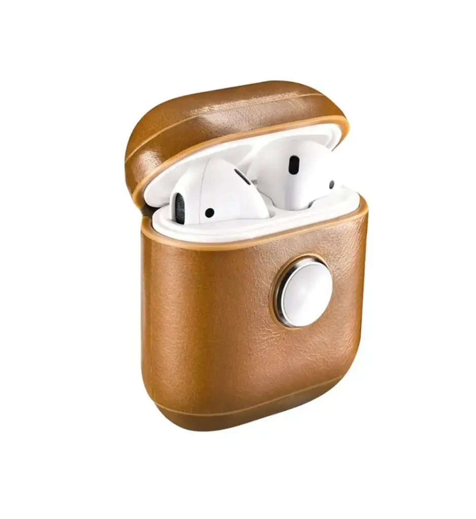 More.Plus Airpods Leather Spinner Case Brown