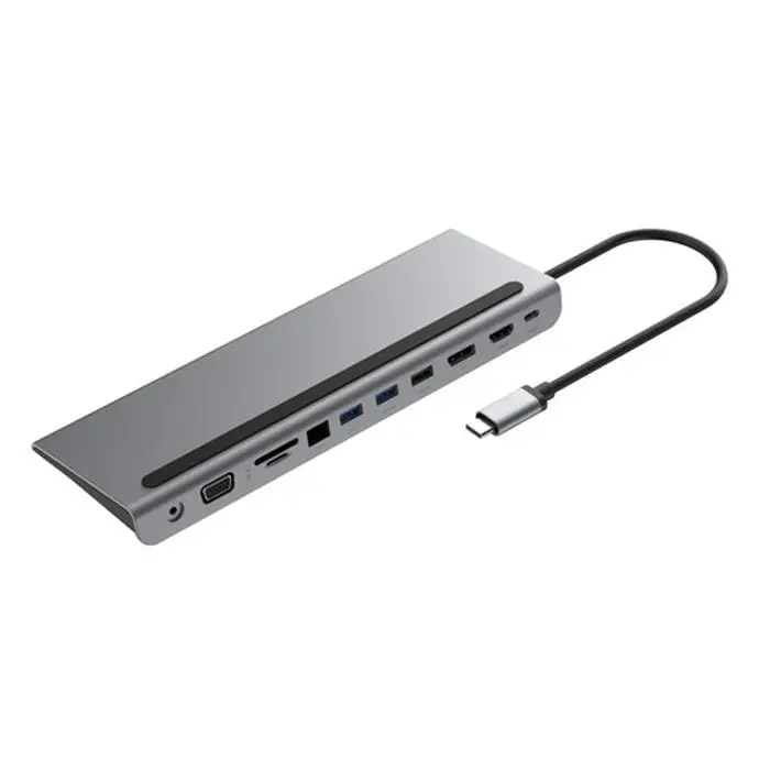 Powerology 100W 11 in1 Multi-Display USB C Hub Laptop Stand Gray