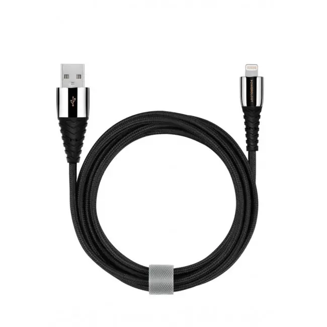 Powerology 6ft Braided Lightning Charge & Sync Cable Black