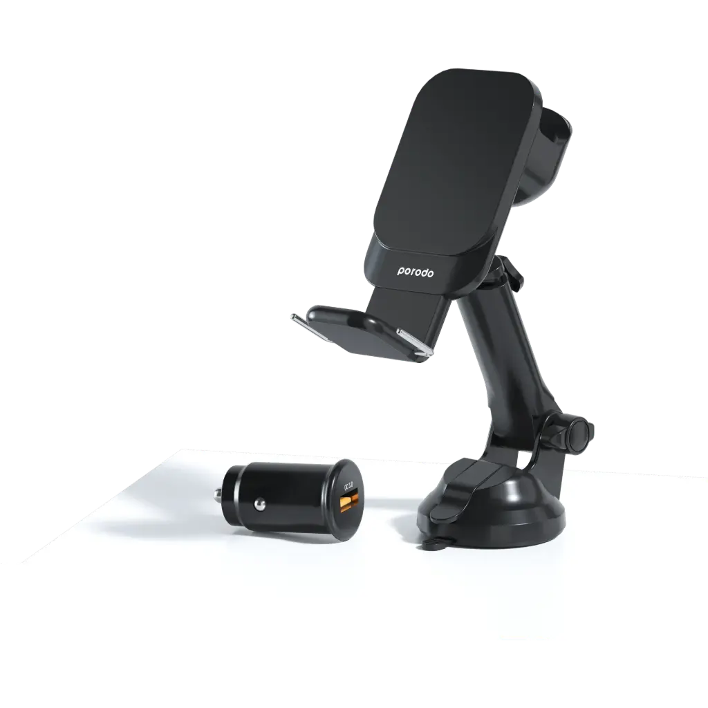 Porodo 15W 3-in1 MagSafe Car Mount, Car Charger, Black
