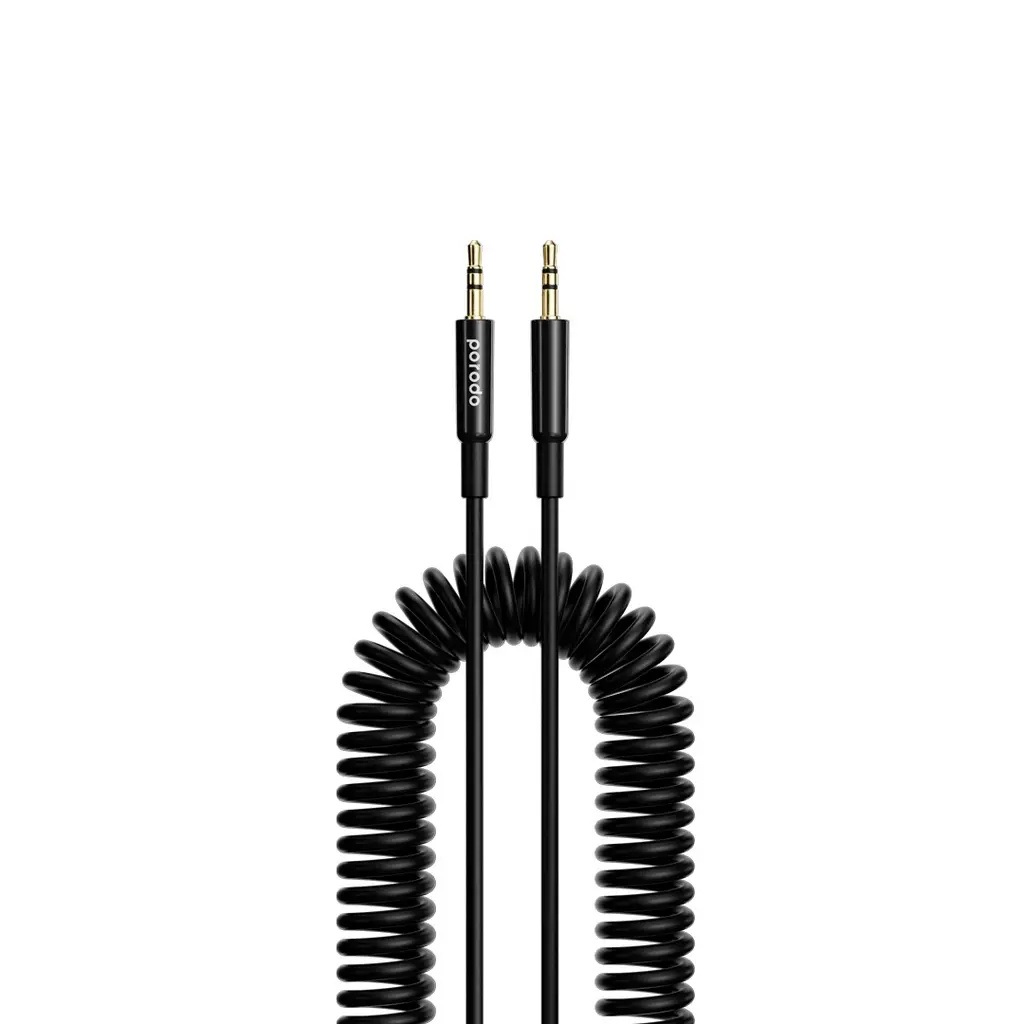 Porodo 1.2M AUX to AUX Coil Cable, Black