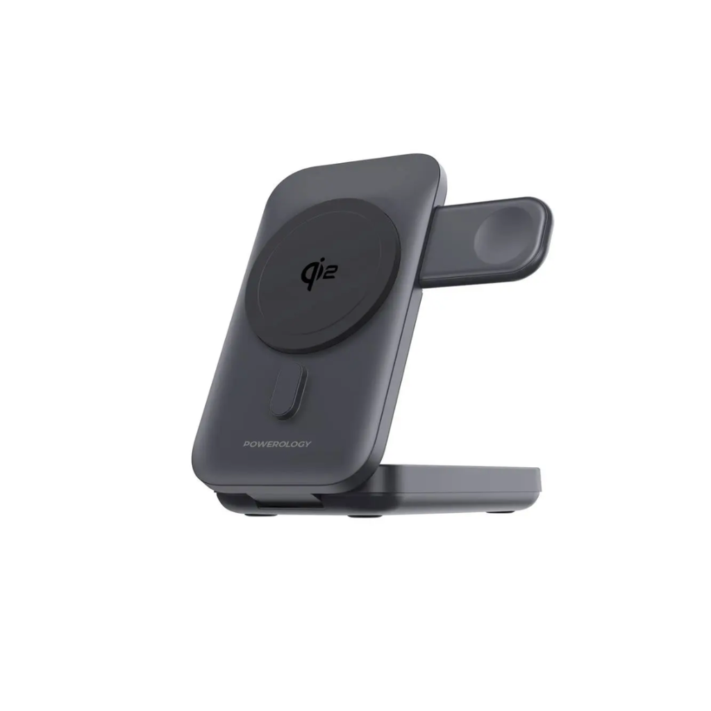 Powerology 10K Qi12 3 in 1 MagSafe Power Bank, Black