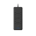 Powerology 3M 48W 6 AC Multi-Port Power Strip, Black