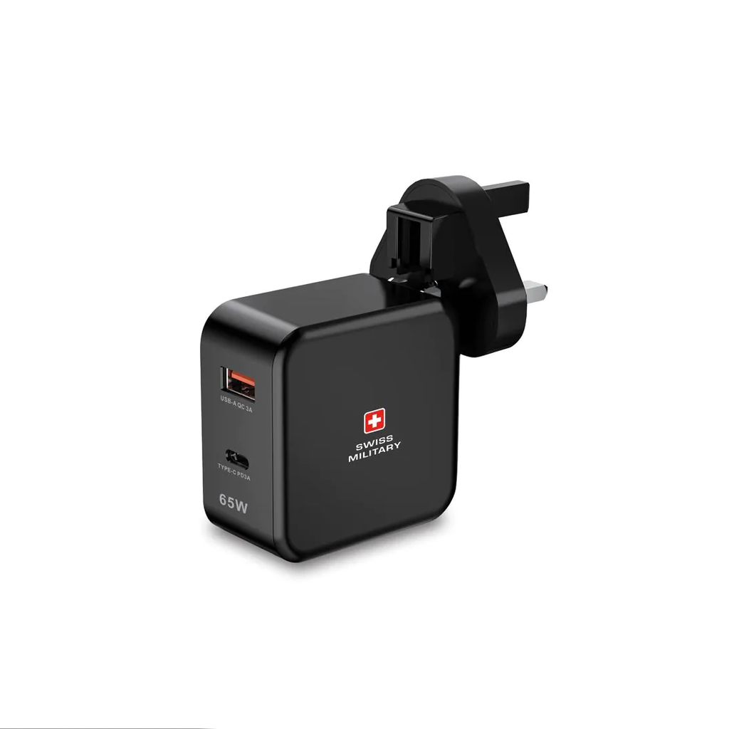 Swiss Military 65W PD & QC Super Fast Charger, Black