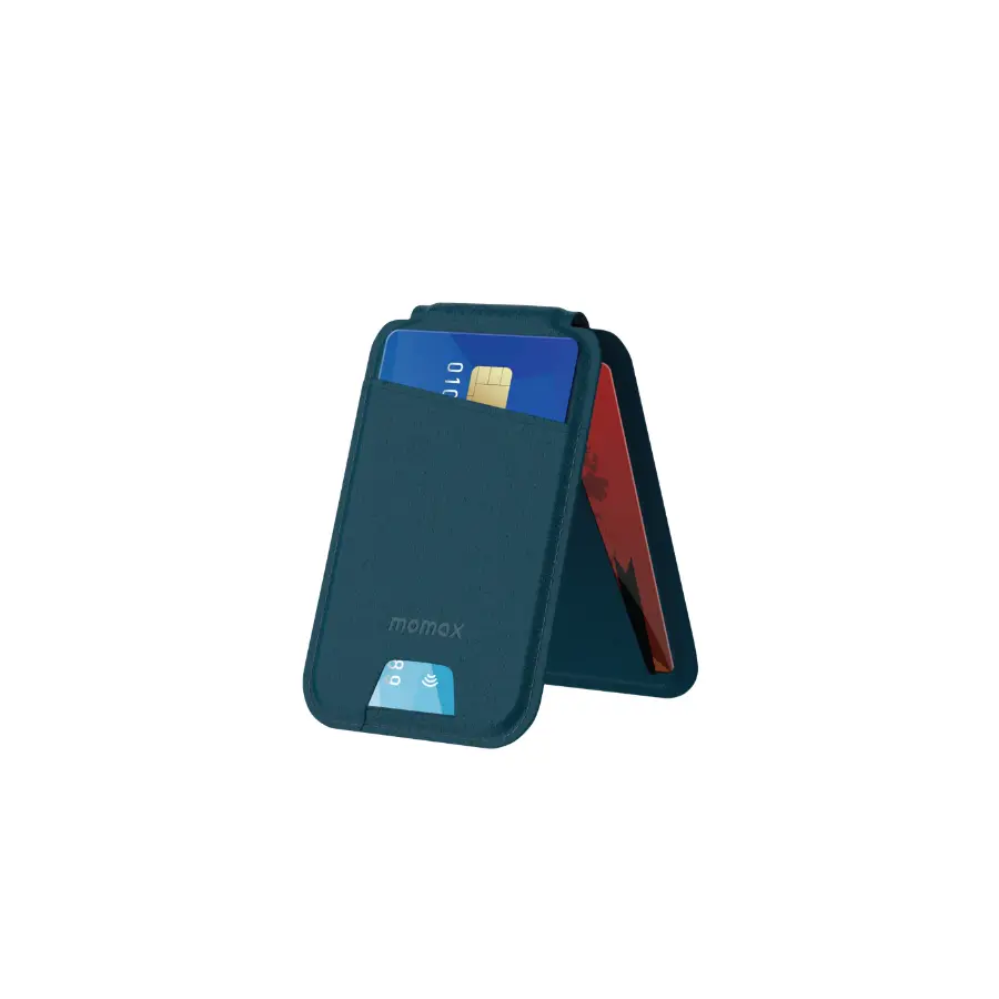 MOMAX 1-WALLET MAGNETIC STAND CARD HOLDER, BLUE