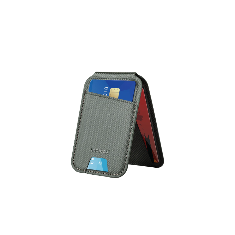 MOMAX 1-WALLET MAGNETIC STAND CARD HOLDER, GREY