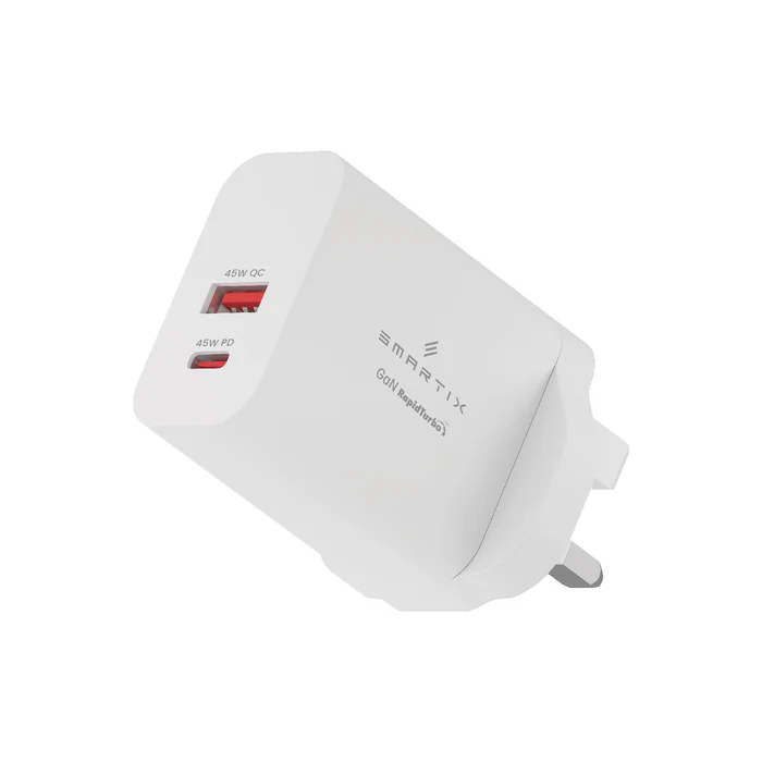 Smartix Premium UK Wall Adapter 45W GaN, White 