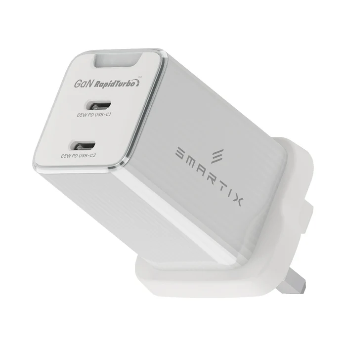 Smartix 65W GaN Premium Compact UK Wall Adaptor White